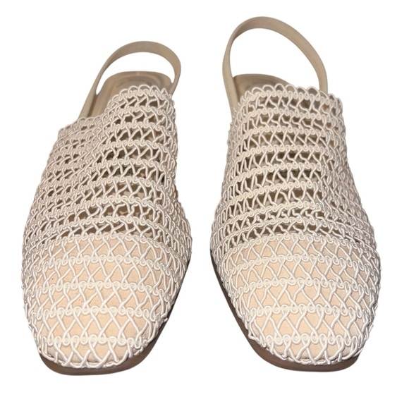 Naturalizer Cream Mules Weaved Crocheted Cushioned Footbed Block Heel 9 Wide - Picture 6 of 7